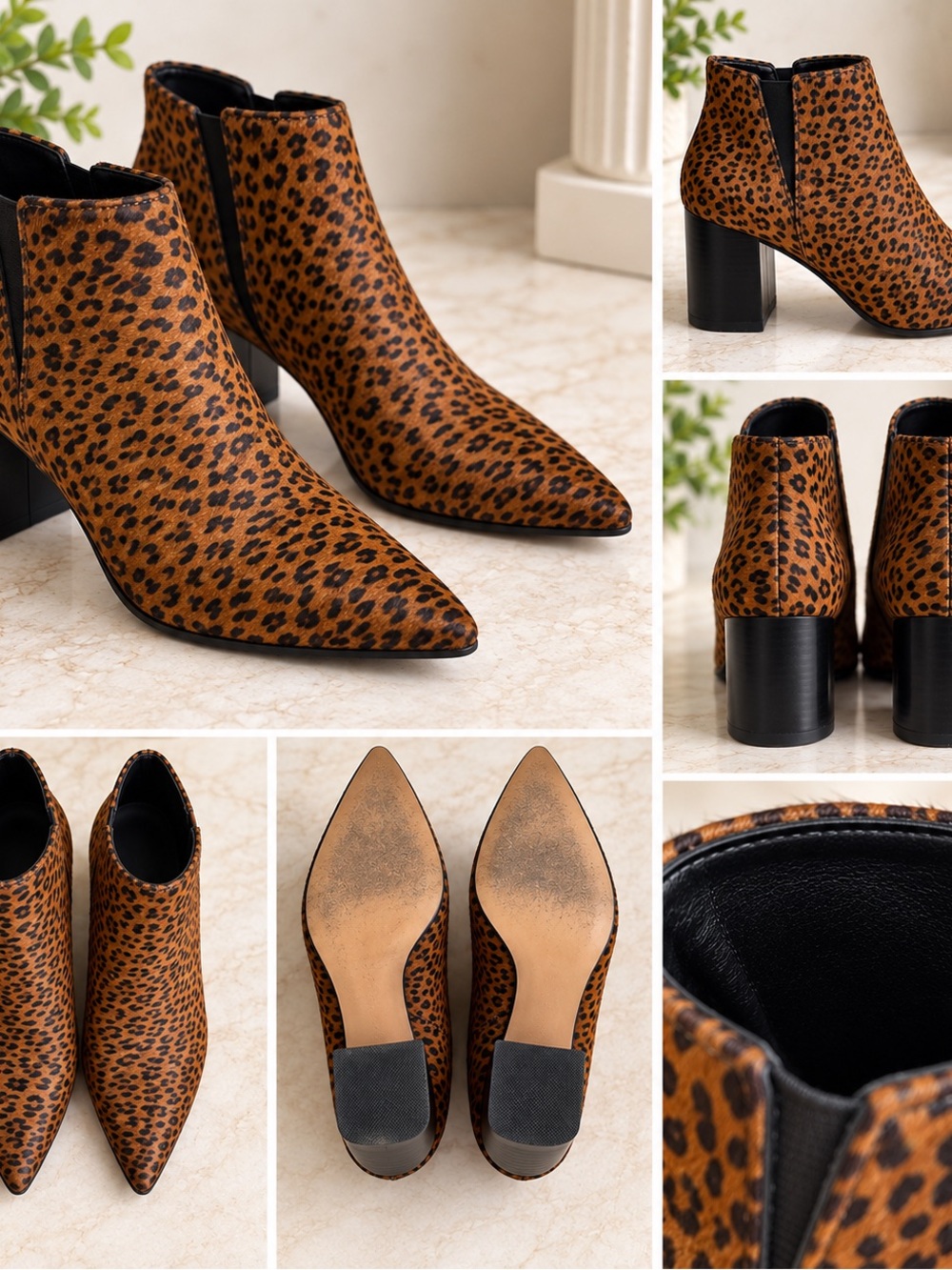 Sanctuary Leopard-Print Pointed Ankle Booties - Calf Hair Brown/Black